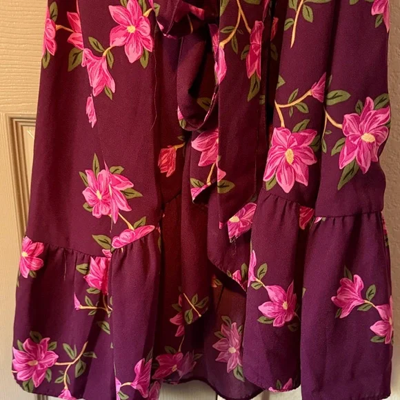 Draper James Plus Size Plum Floral Wrap Dress with Ruffles - Picture 5 of 12